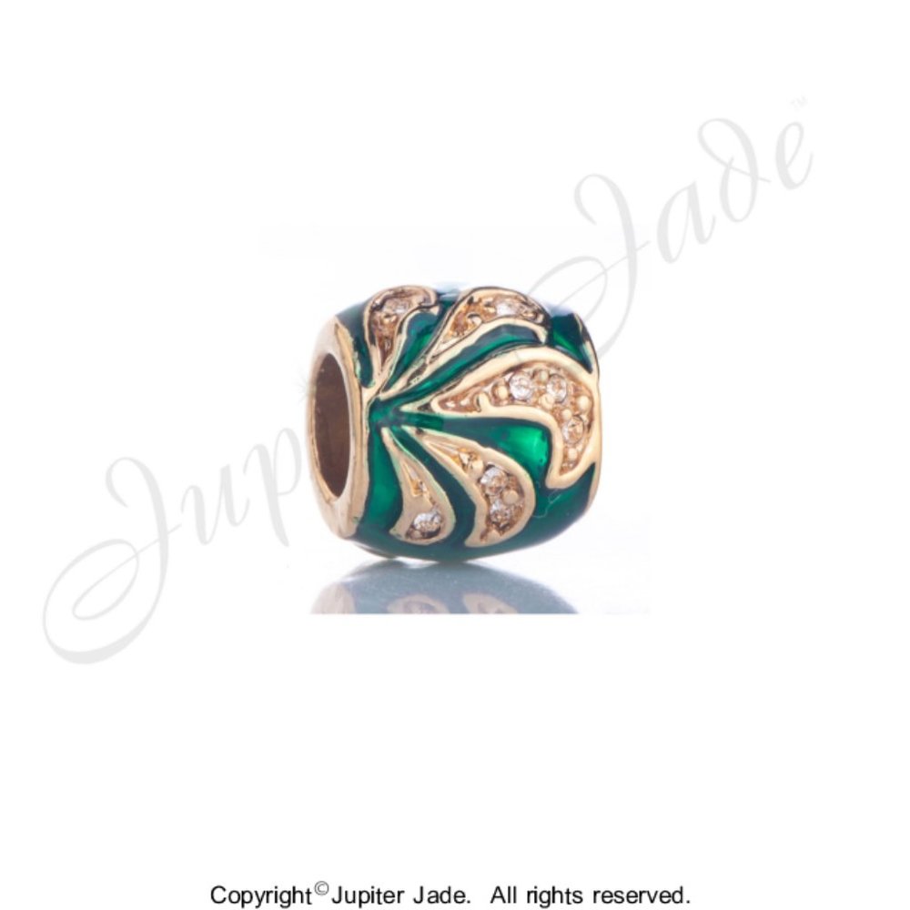 FREE S/H Pugster Gold Emerald Crystal Charm - Fits Pandora